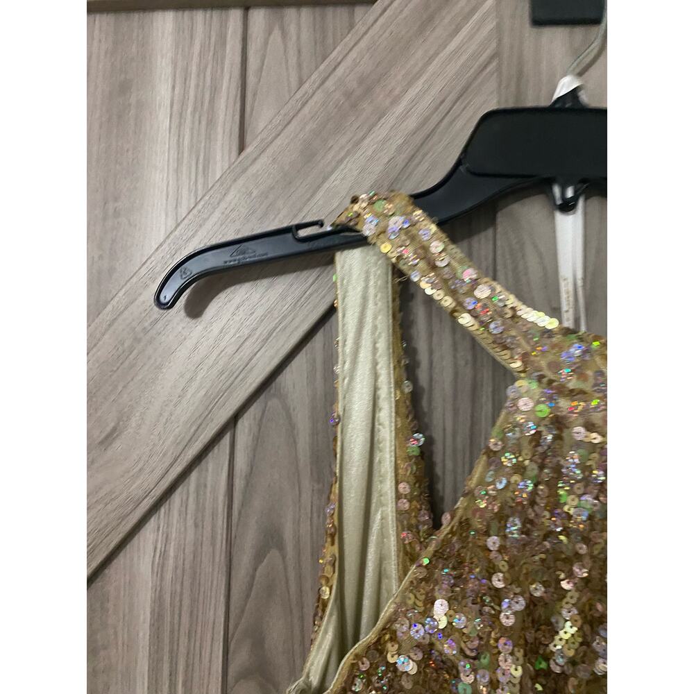 NEW Mac Duggal size 10 style 3434A sequin gold gown - Picture 7 of 13